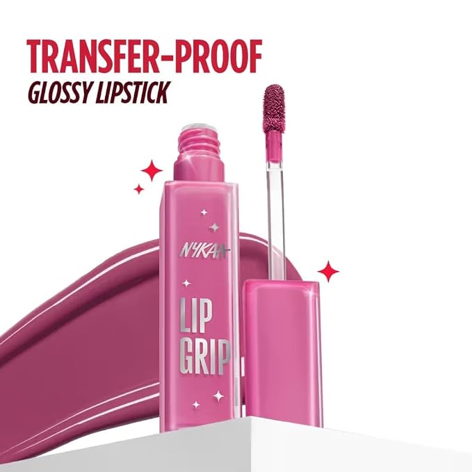 Nykaa Lip Grip No-Transfer Gloss Intense Shine Liquid Lipstick Gloss Intense Shine Liquid Lipstick 2ml