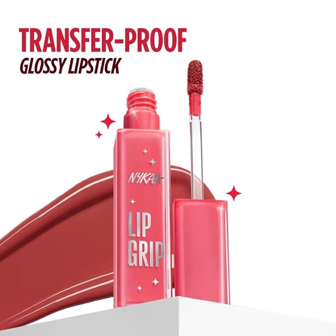 Nykaa Lip Grip No-Transfer Gloss Intense Shine Liquid Lipstick Gloss Intense Shine Liquid Lipstick 2ml