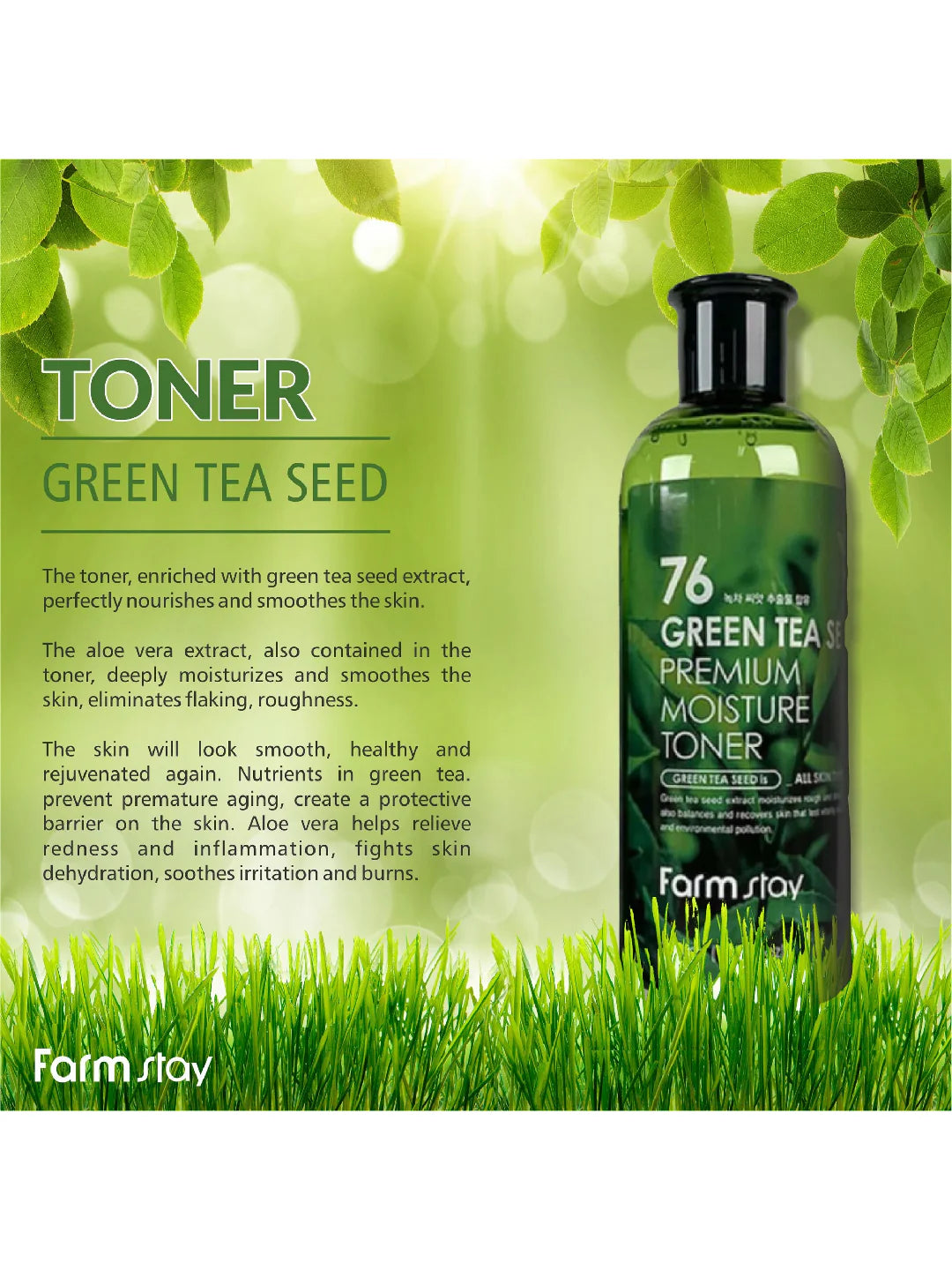 FARMSTAY 76 Green Tea Seed Premium Moisture Toner 350ml