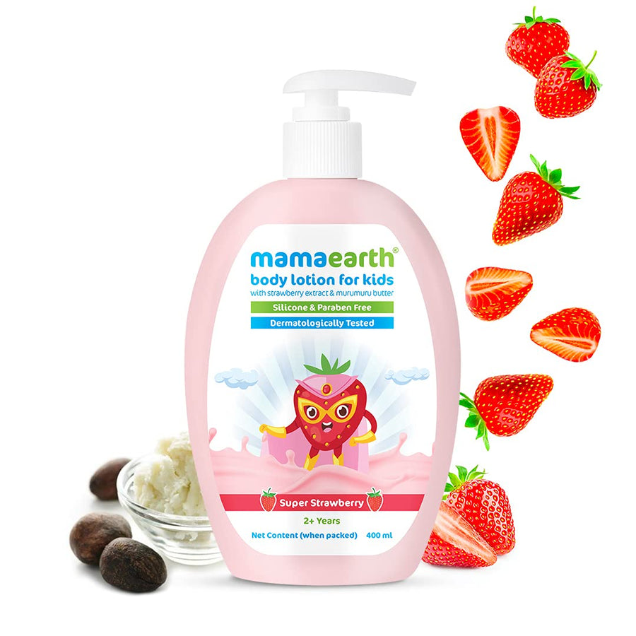 Mamaearth Body Lotion For Kids With Super Strawberry Extract & Murumuru Butter 400ml