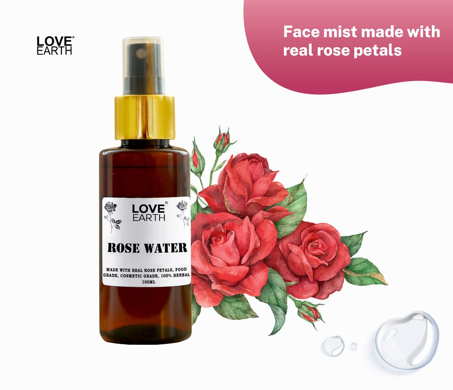 Love Earth Rose Water Face Mist Made With Real Rose Petals 100ml