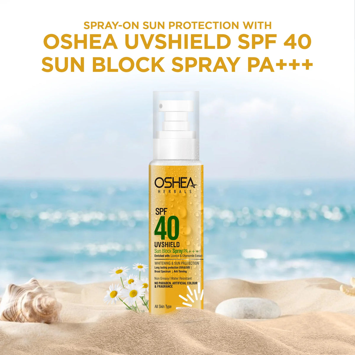Oshea Herbals Uv Shield Sun Block Spray SPF 40 PA+++ All Type Skin 120ml