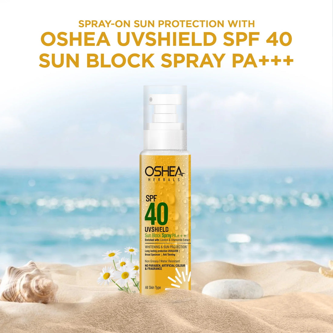 Oshea Herbals Uv Shield Sun Block Spray SPF 40 PA+++ All Type Skin 120ml
