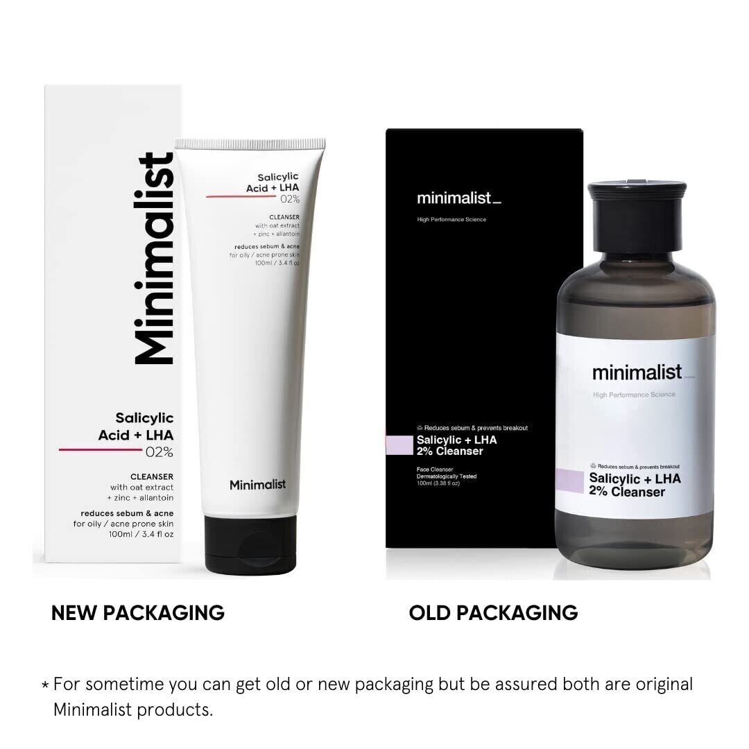 Minimalist Salicylic Acid + LHA 02% Cleanser Reduces Sebum & Acne 100ml
