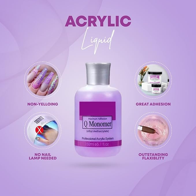 Shills Red Square Ezflow Nail Systems Maximum Adhesion Q Monomer Professional Acrylia System 150ml