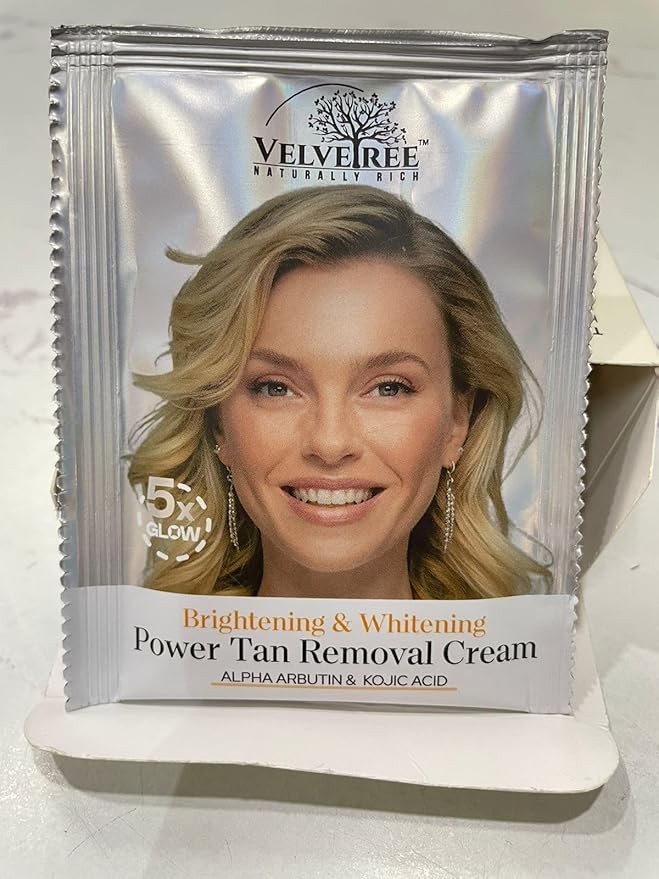 VELVETREE Brightening & Whitening Power Tan Removal Cream with Alpha Arbutin & Kojic Acid, 5x Glow