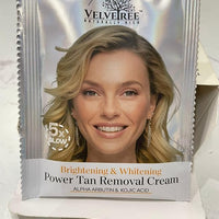 VELVETREE Brightening & Whitening Power Tan Removal Cream with Alpha Arbutin & Kojic Acid, 5x Glow