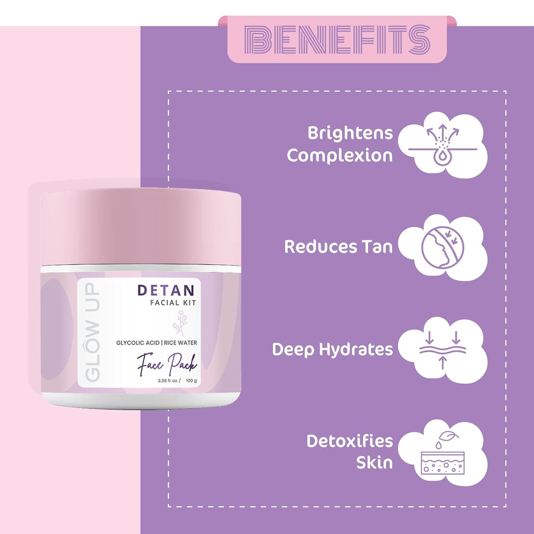 Glow Up Detan Face Pack - 100g