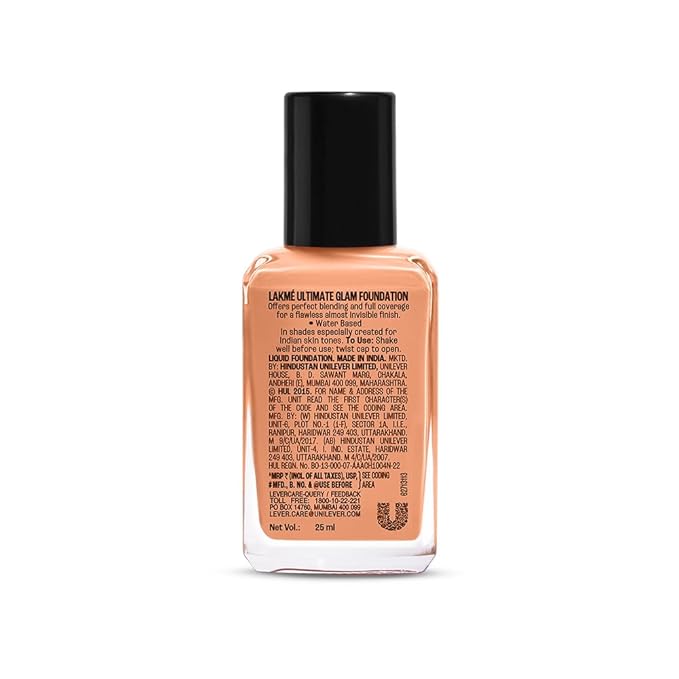 Lakme Perfecting Liquid Foundation,Waterproof Full Coverage Long Lasting - Light Oil Free Face Makeup with Vitamin E, Dewy Finish Glow 27ml