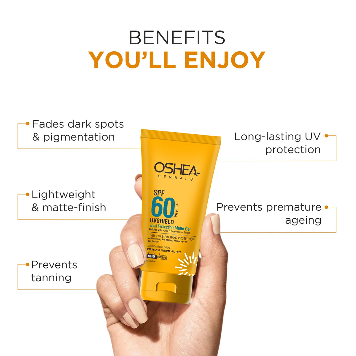 Oshea Herbals Uv Shield Total Protection Matte Gel SPF-60 PA+++ All Skin Type 60g