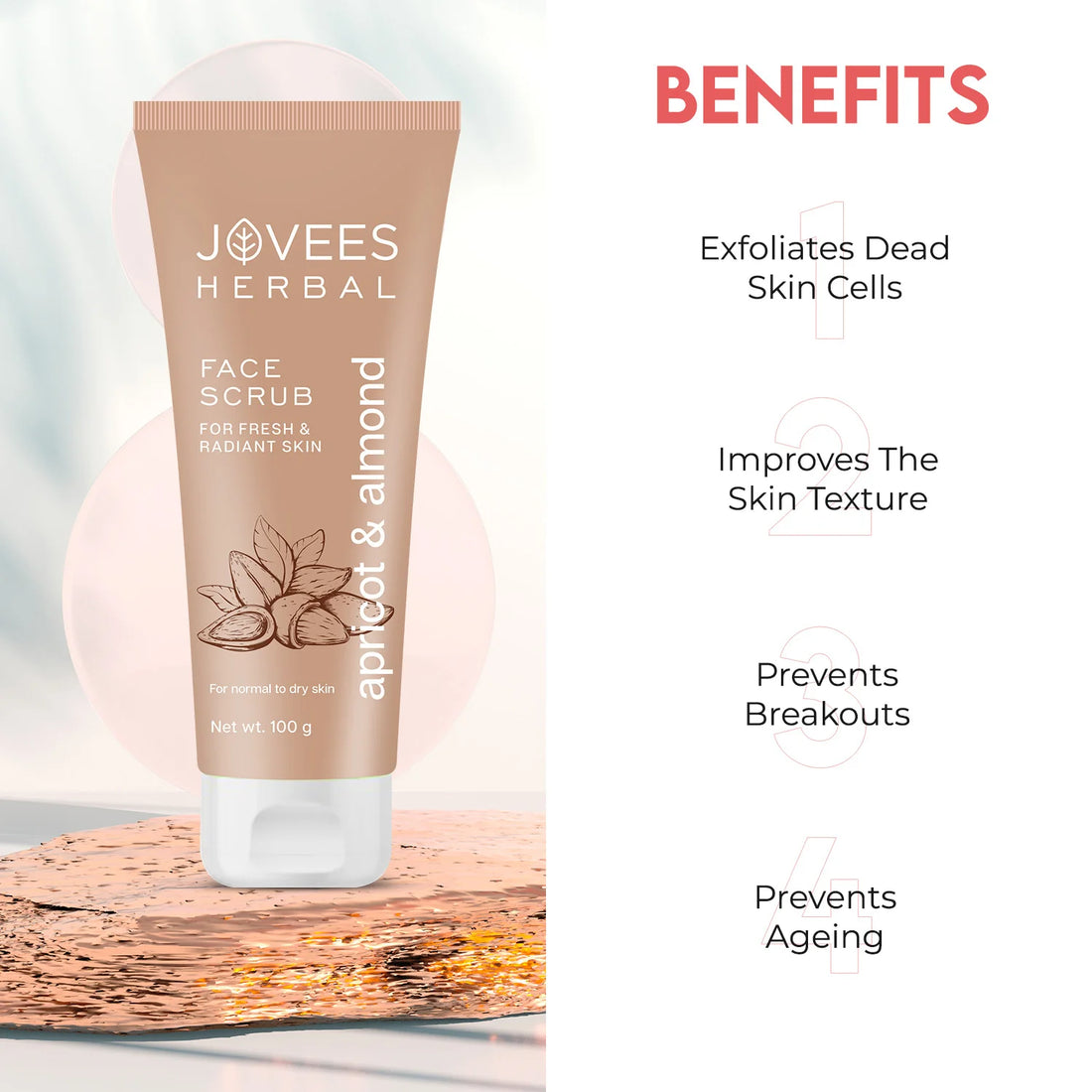 Jovees Apricot & Almond Face Scrub Infused With Wheatgerm Oil 100g