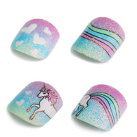 Princess By RENEE Stick On Nails Rainbow Unicorn 24 Reusable Artificial Nail Set Lightweight Long lasting