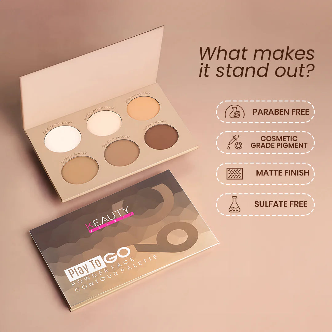 KEAUTY BEAUTY PLAY TO GO POWDER FACE CONTOUR PALETTE 6C