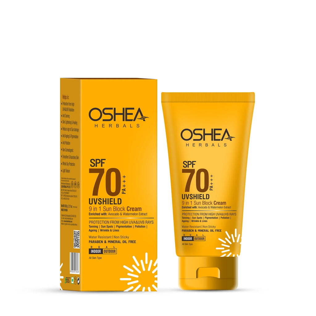 Oshea Herbals Uv Shield 9 In 1 Sun Block Cream SPF-70 PA+++ All Skin Type 60g