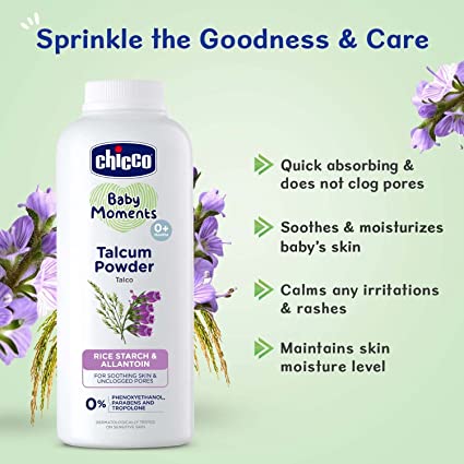 Chicco Baby Moments Talcum Powder Rice Starch & Allantoin 300gm