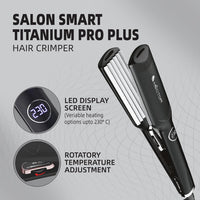 Hector Titanium Pro Plus Hair Crimper with Fast Heatup for Women, Black
