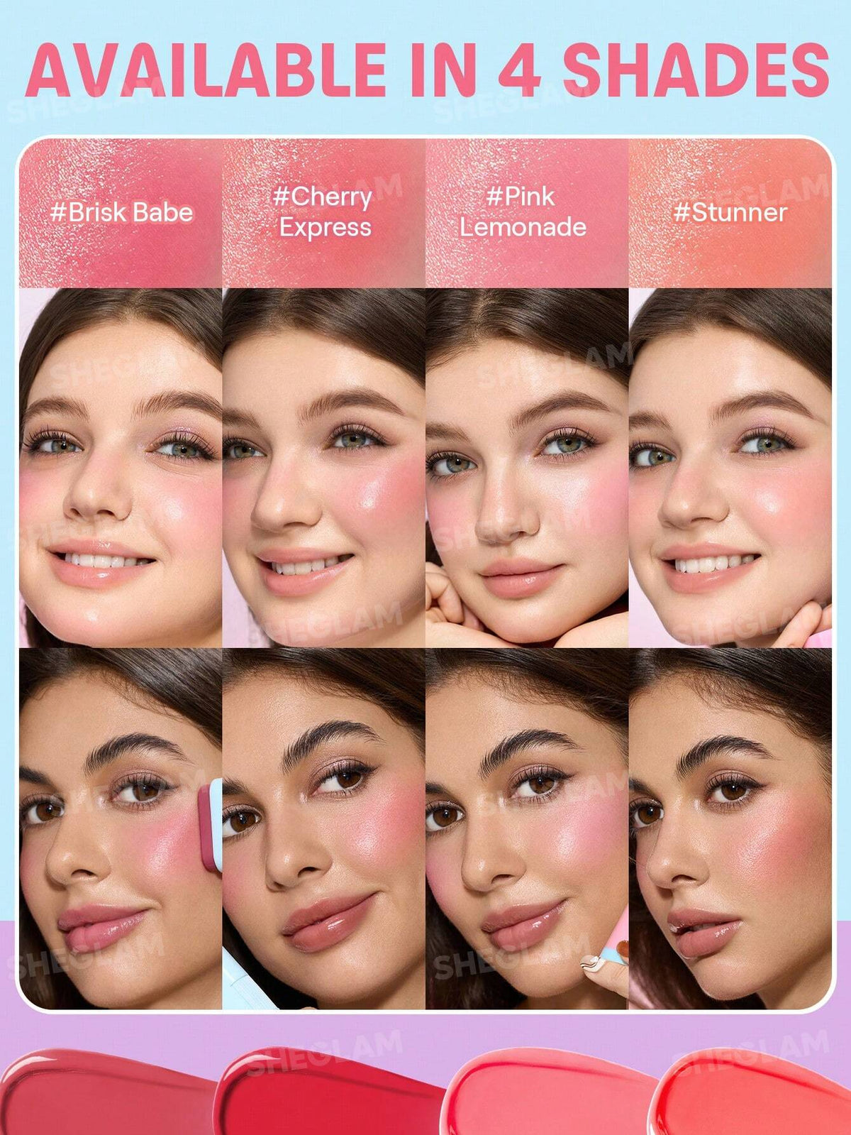 SHE GLAM Glass Glow Blush Stick-Cherry Express 15g