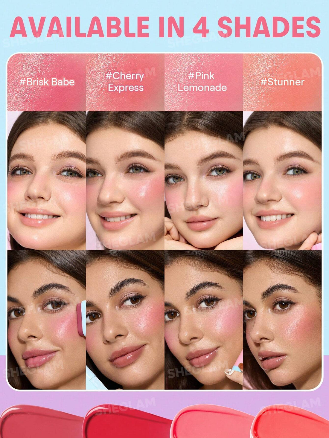 SHE GLAM Glass Glow Blush Stick-Cherry Express 15g