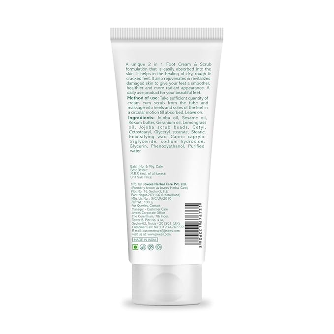 Jovees Foot Care Cream & scrub | 2-in-1 Formula | Hydrates & Heals