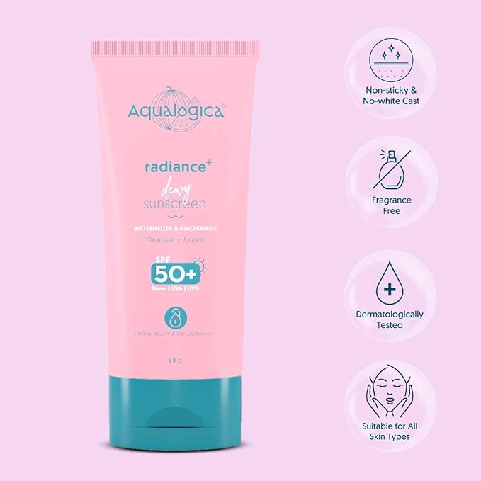 Aqualogica Radiance+ Dewy Sunscreen SPF 50+ PA+++ 80g