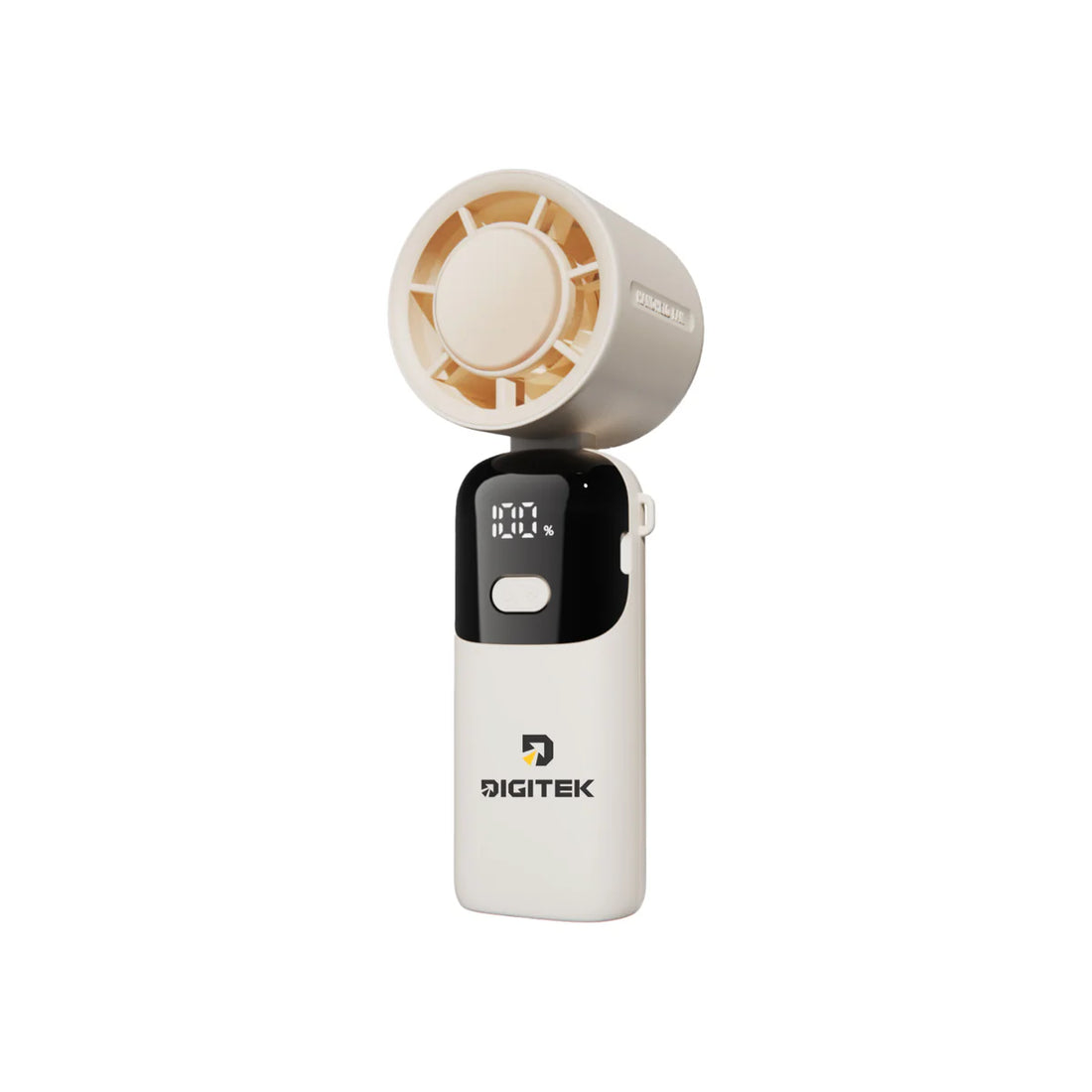 Digitek DFP-S19 Portable Handheld Fan | 5W Powerful Wind | 100 Stepless Speed Levels | 1800mAh Rechargeable Battery | LED Display | USB Type-C Charging | Foldable Handheld, Desktop & Hanging Mini Fan Beige