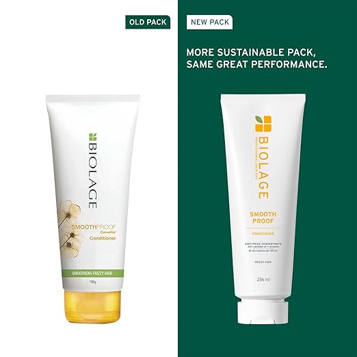 Biolage Smooth Proof Anti-Frizz Conditioner |Up to 72HR Frizz Control | With Camellia Oil & Glycerin | For Dry and Frizzy Hair | For Women and Men | Vegan & Cruelty-Free