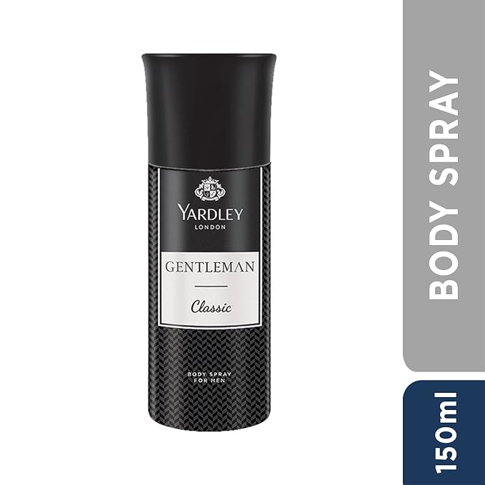 Yardley London Gentleman Classic Body Spray for Men| Fresh Woody Fougère Notes | Masculine Fragrance | Body Deodorant for Men | 150ml
