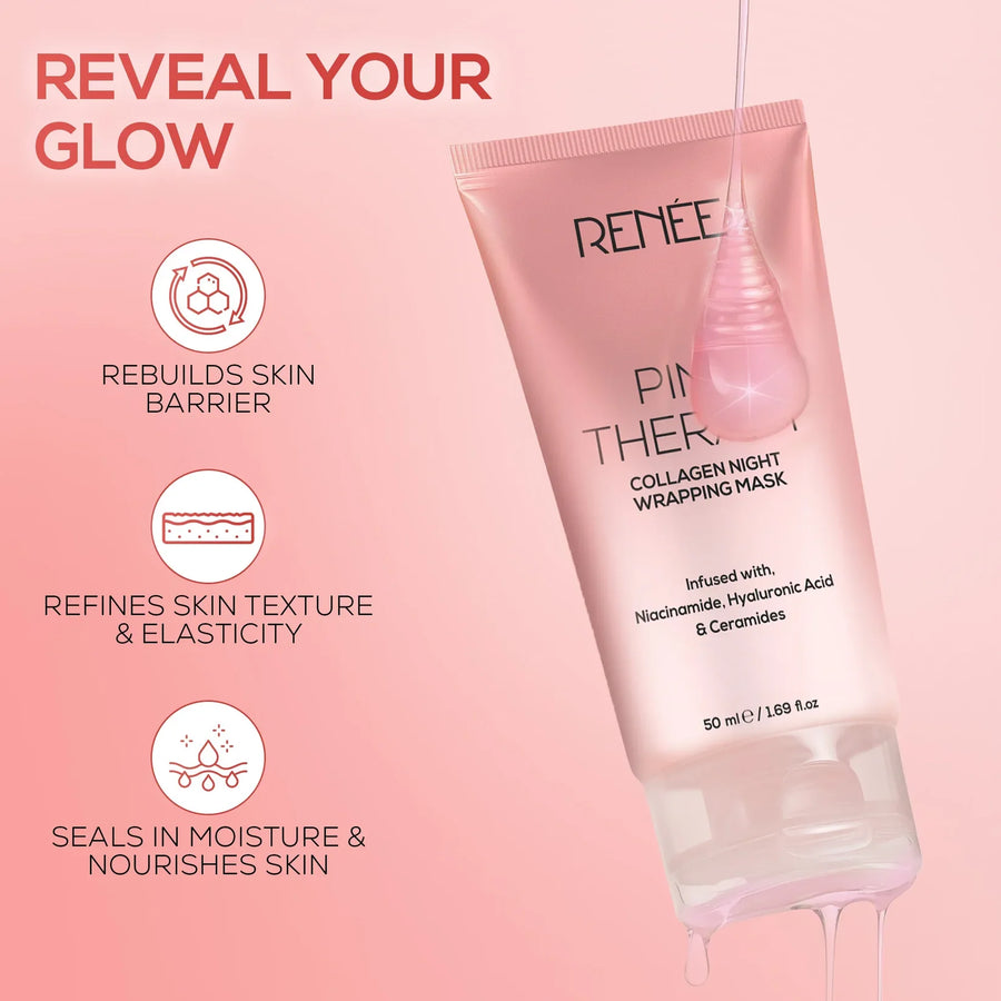 RENEE Pink Therapy Collagen Night Wrapping Anti-Aging Face Mask 50ml
