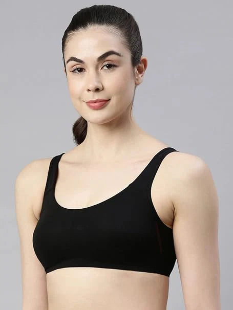Enamor SB06 Low Impact Cotton Sports Bra - Non-Padded • Wirefree