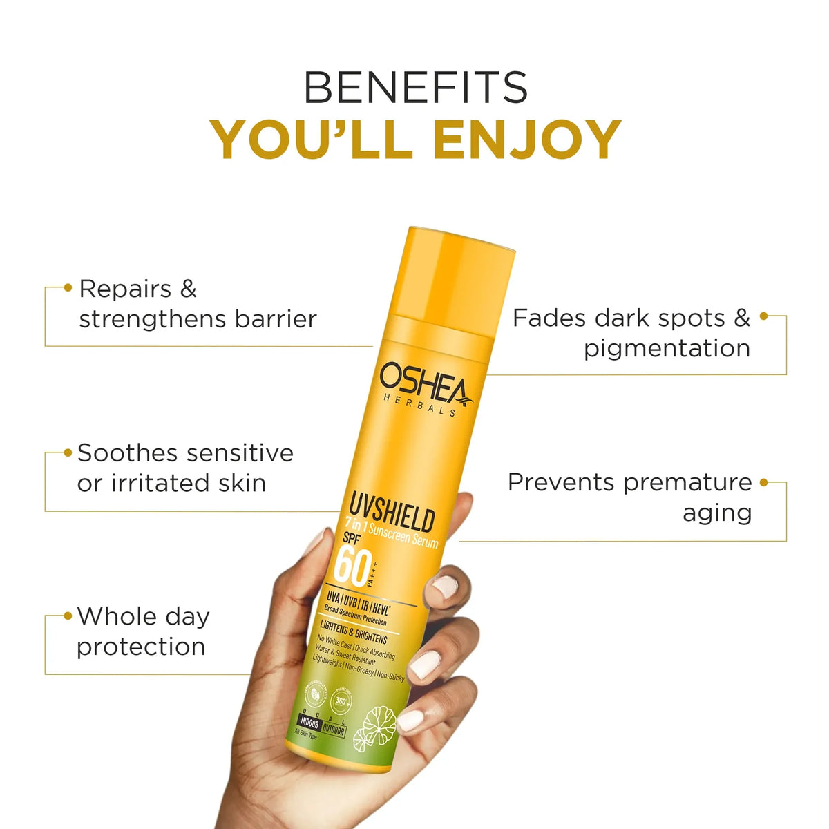 Oshea Herbals Uv Shield 7in1 Sunscreen Serum SPF 60 PA+++ All Skin Type 50ml