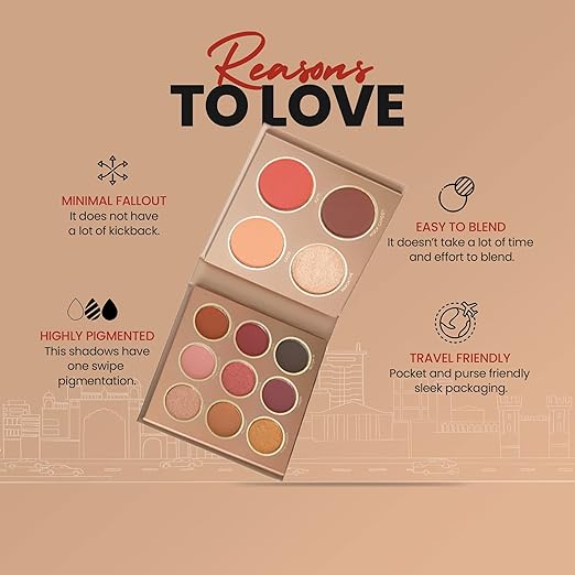 MARS The City Paradise Makeup Kit | Highly Pigmented and Blendable | 9 Eyeshadow Palette with 1 Highlighter, Blusher, Bronzer & Compact Powder each (16.0 gm) (08-Ahmedabad)