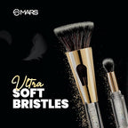MARS 4 in 1 Travel Brush with Foundation Brush, Powder Brush, Eyeshadow Blending Brush & Flat Brush | Soft Bristles Makeup Brushes Set for Women