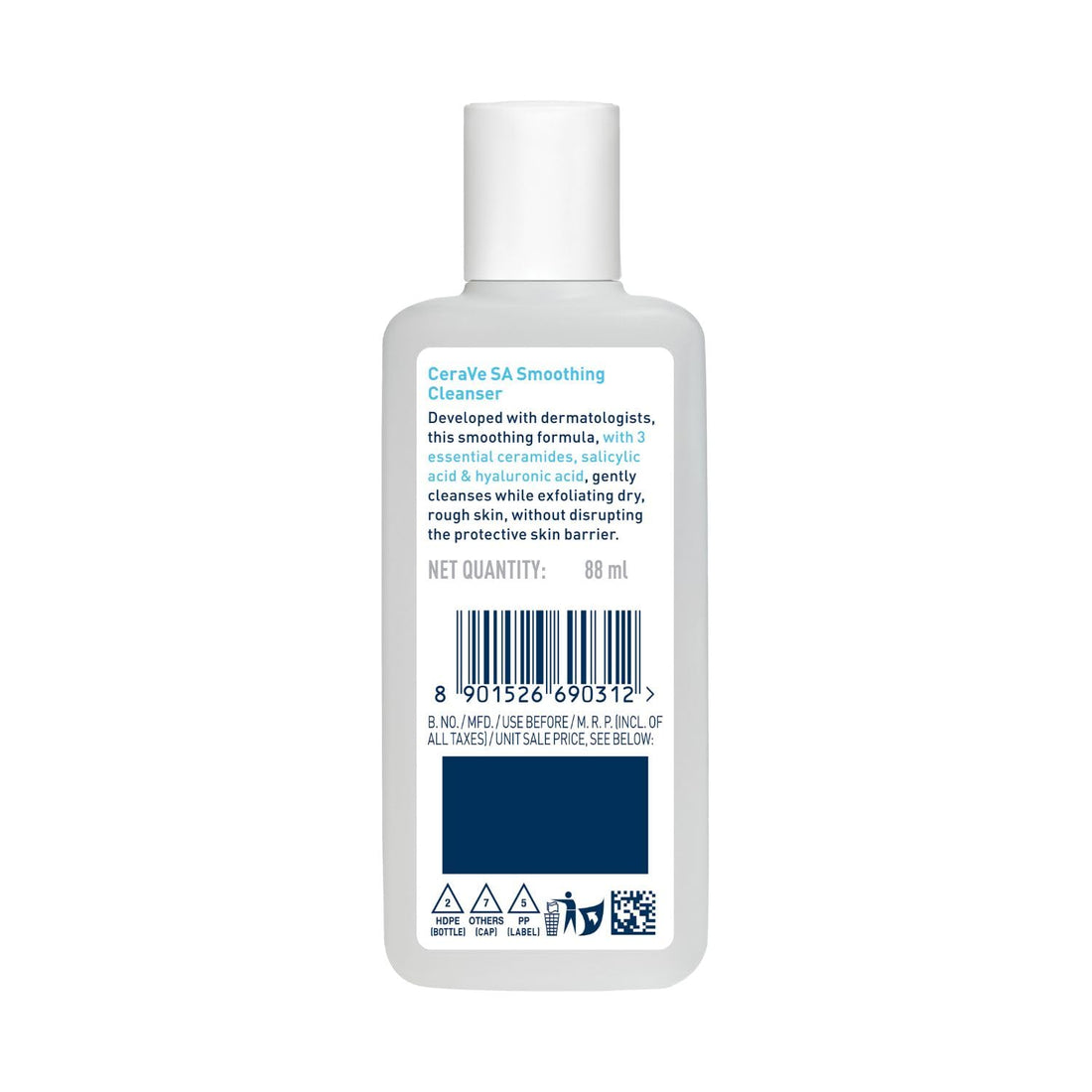 CeraVe SA Smoothing Cleanser For Dry, Rough & Bumpy Skin, contains Salicylic Acid, Ceramides, Hyaluronic Acid|Dermatologist Recommended Face wash (88ml)