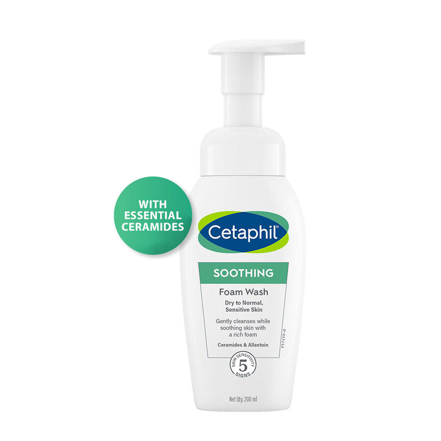 Cetaphil Soothing Foam Wash 200ml for Dry to Normal Skin with Ceramides