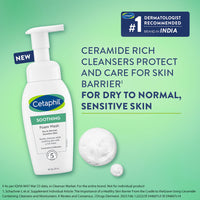 Cetaphil Soothing Foam Wash 200ml for Dry to Normal Skin with Ceramides