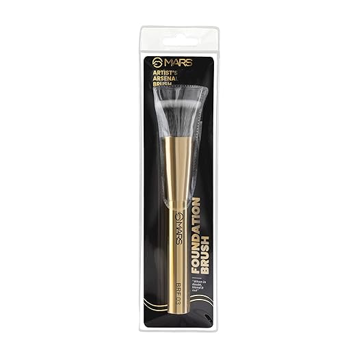 MARS Artist's Arsenal Professional Foundation Flat Makeup Brush | Feather Soft Touch | Precise Synthetic Bristle | Luxe Packaging Flat Straight Makeup Brush (Golden)