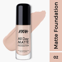 Nykaa All Day Matte Long Wear Liquid Foundation For Normal To Combination Skin - Vanilla 02 (30ml)