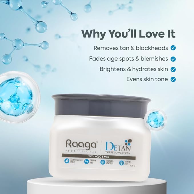 Raaga Professional De-Tan Tan Removal Cream Kojic & Milk 500g