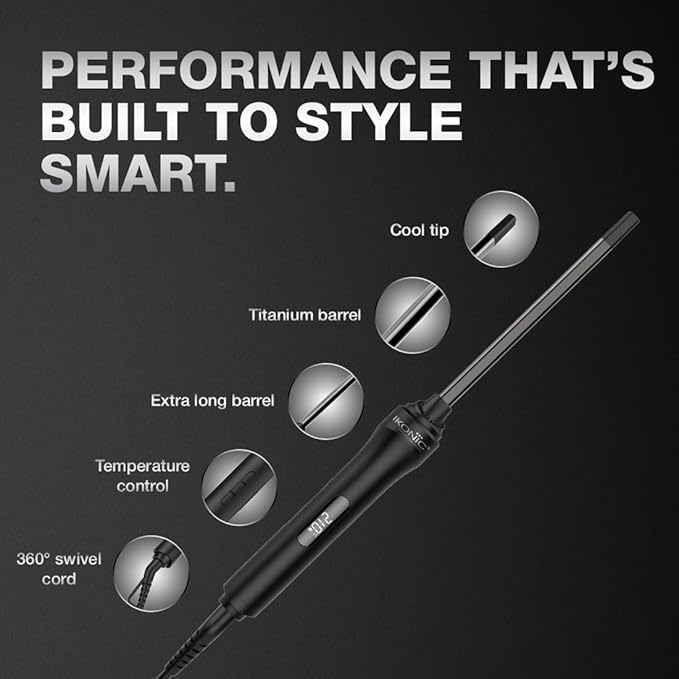 Ikonic Professional Hot Wand 2.0 Electric Hair Curler 9mm Titanium