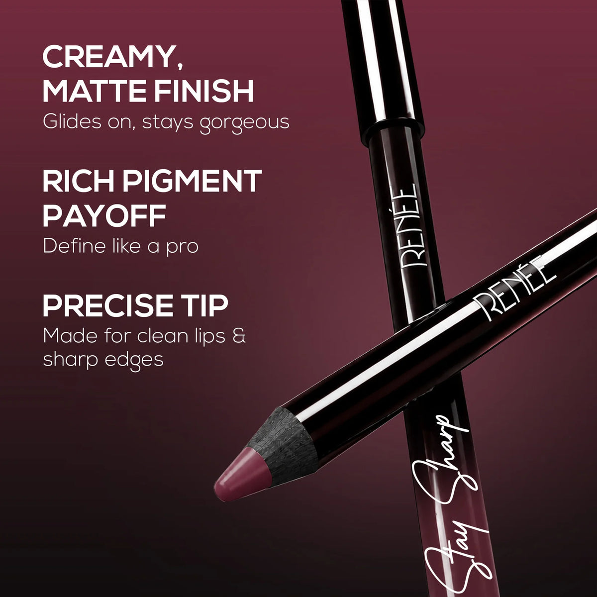 RENEE Stay Sharp Matte Lip Liner, Waterproof & Smudge-Resistant 1.4g