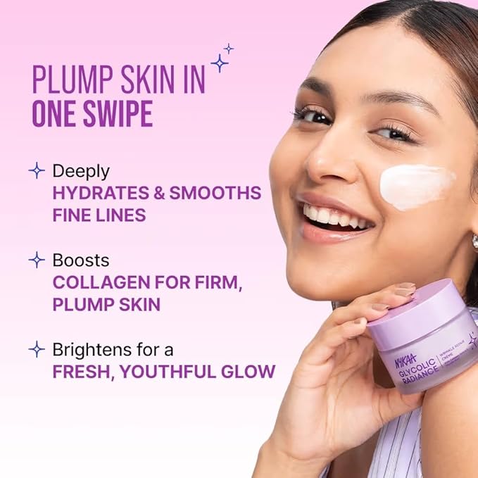 Nykaa Glycolic Radiance Wrinkle Repair & Glow Creme, Grease-Free, for Dull Dry & Combination Skin (50ml)