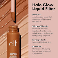 e.l.f. Halo Glow Liquid Filter, Complexion Booster For A Glowing, Soft-Focus Look, Infused With Hyaluronic Acid 31.5ml
