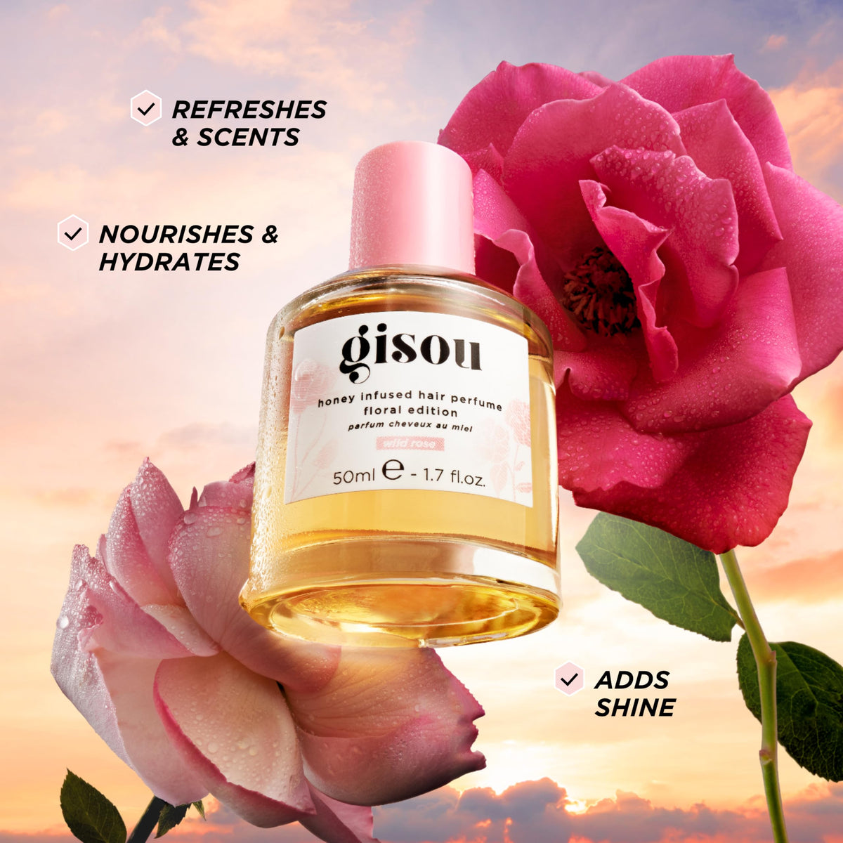 Gisou Honey Infused Hair Perfume Floral Edition - Wild Rose 50ml