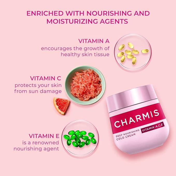 Charmis Deep Nourishing Cold Cream, Face Cream With Vitamin C, A and E, 200ml