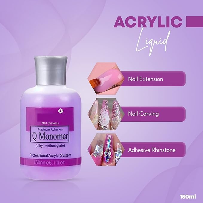 Red Square Ezflow Nail Systems Macinum Adhesion Q Monomer Professional Acrylia System 150ml