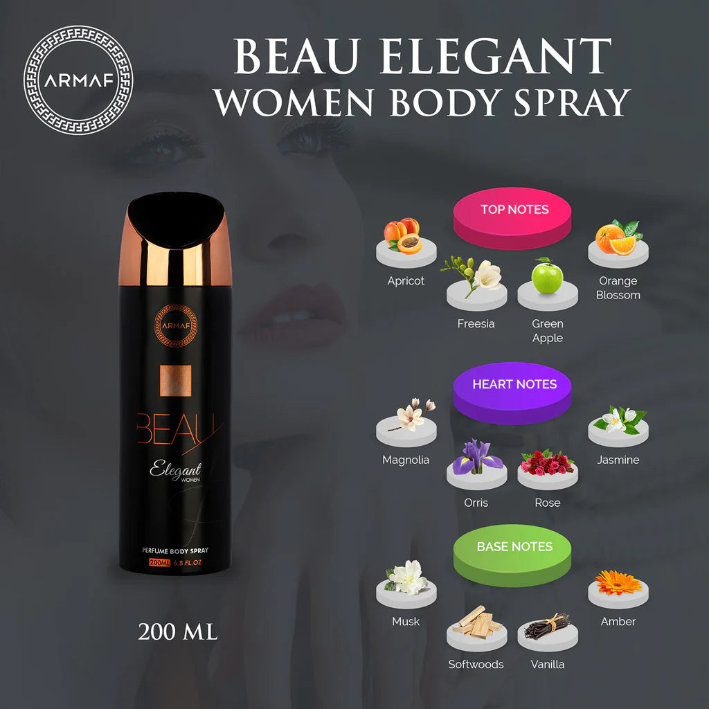 Armaf Beau Elegant Perfume Body Spray For Women 200ml
