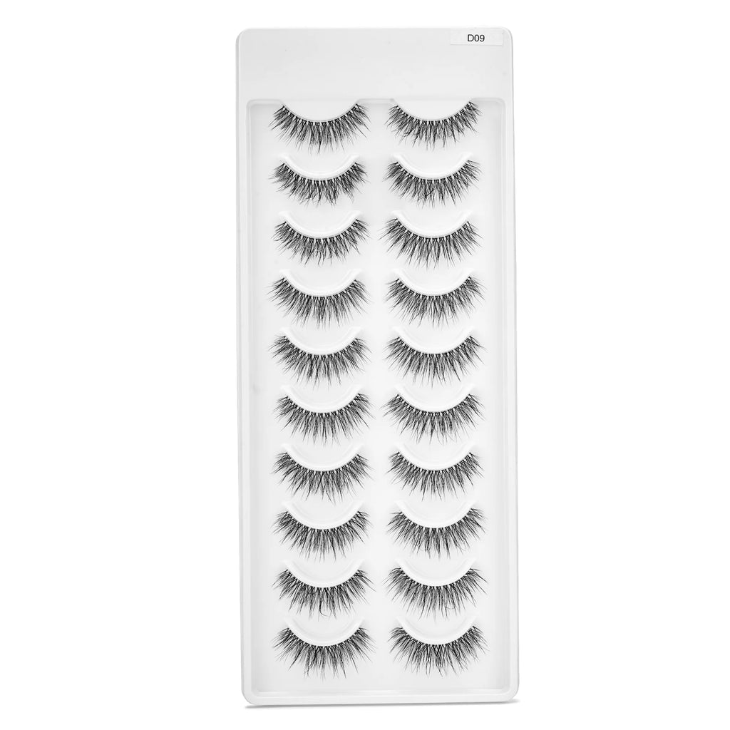 MYSTIQUE HAIR FEATHERLIGHT EYE LASHES TRANSPARENT BAND MINK EYELASHES 10 PAIRS
