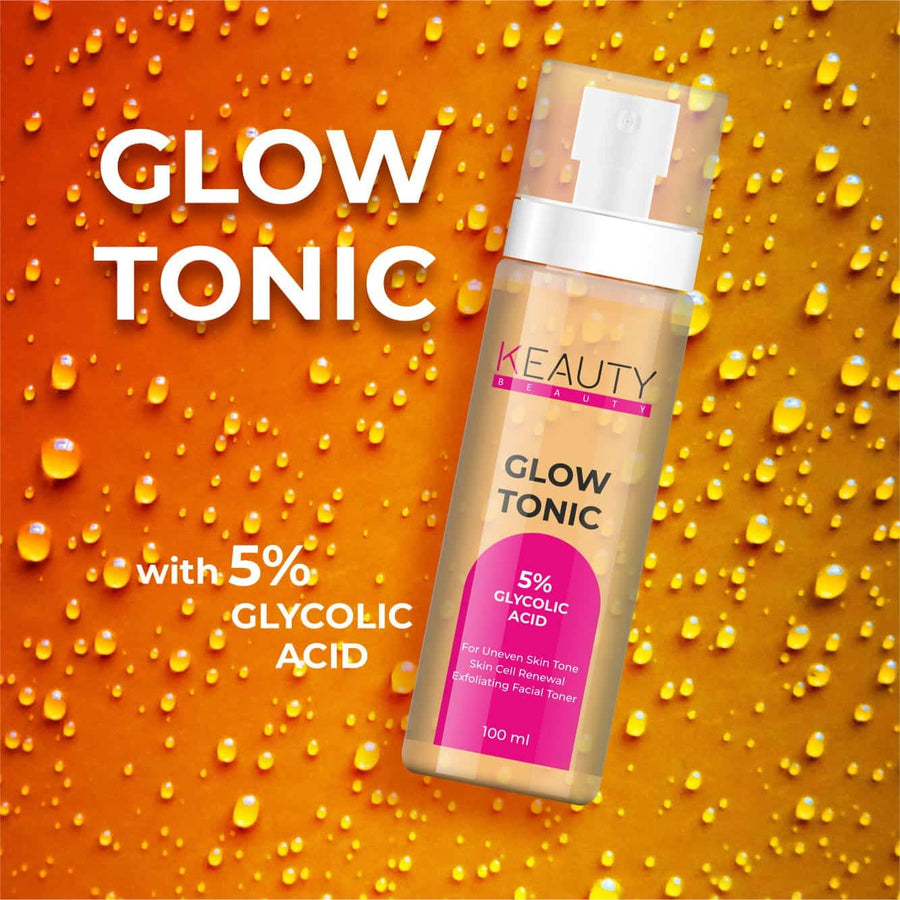 KEAUTY BEAUTY GLOW TONIC 5% GLYCOLIC ACID FOR UNEVEN SKIN TONE SKIN CELL RENEWAL EXFOLIATING FACIAL TONER 100ML