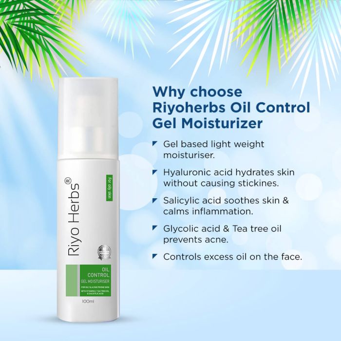 Riyo Herbs Oil Control Gel Moisturiser - Salicylic Acid & Tea Tree Oil 100ML