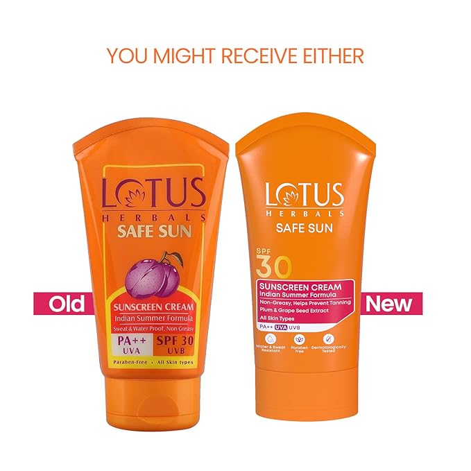 Lotus Herbal Safe Sun Block Cream Indian Summer Formula Spf 30Uvb 100g